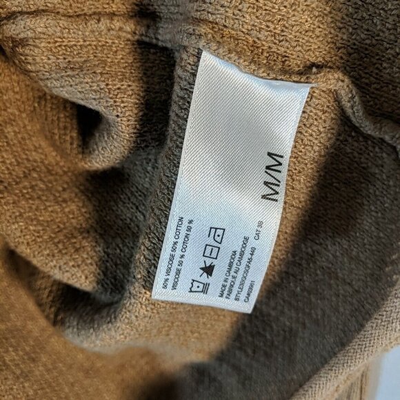 Alfred Sung Full Zip Sweater Womens M Medium Tan Beige Brown Cowl Long Sleeve - Picture 5 of 14